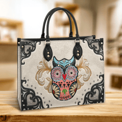Funny Owl Leather HandBag, Gift For Owl Lovers, Leather Hand Bag, Women Leather Bag, Gift For Her