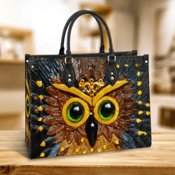 Owl Leather Women HandBag, Gift For Lovers, Leather Hand Bag, Women Leather Bag, Gift For Her