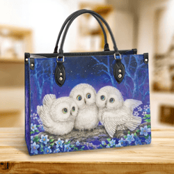 Owl Lover Leather Bag, Gift For Lovers, Leather Hand Bag, Women Leather Bag, Gift For Her
