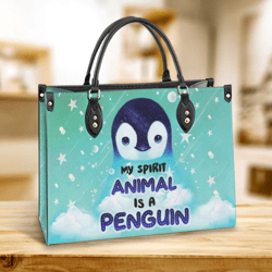 Penguin People Think Im Crazy Leather Handbag, Leather Hand Bag, Women Leather Bag, Gift For Her