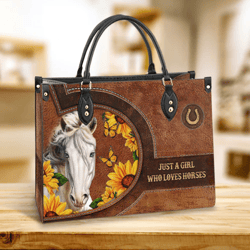 Just A Girl Who Loves Horses Leather Handbag, Women Leather Bag, Gift For Her