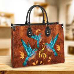 Hummingbird Pu Leather Handbag, Women Leather Bag, Gift For Her, Best Mother's Day Gifts