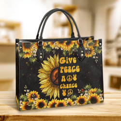 Give Peace A Chance Leather Handbag, Gift For Her, Best Mother's Day Gifts