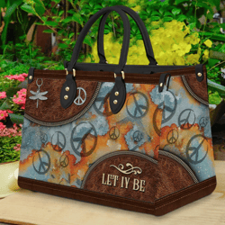 Hippie Let It Be Leather Handbag, Women Leather Handbag, Gift For Her, Best Mother's Day Gifts