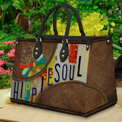 Hippie Soul Leather Handbag, Sunflower Women Leather Handbag, Gift For Her, Mother's Day Gifts