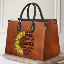 Hippie Sunflower Leather Handbag, Sunflower Women Leather Handbag, Gift For Her, Mother's Day Gifts