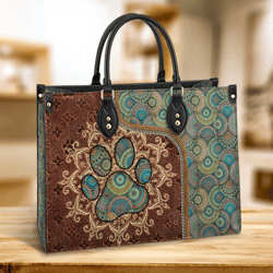 Dog Mom Pattern Leather Handbag, Women Leather Handbag, Gift For Her, Mother's Day Gifts