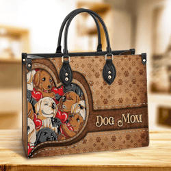Dog Mom Leather Handbag, I Love Mom, Women Leather Handbag, Gift For Her, Mother's Day Gifts