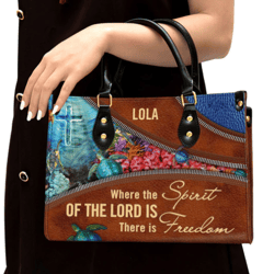 Where The Spirit Of The Lord Is There Is Freedom Leather Handbag, Women Leather Handbag, Gift For Her
