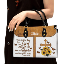 This Is The Day That The Lord Has Made Personalized Leather Handbag, Women Leather Handbag, Gift For Her