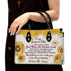 To My Gorgeous Wife Personalized Leather Handbag, Women Leather Handbag, Gift For Her