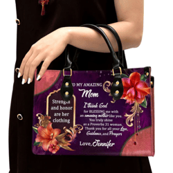 To My Amazing Mom Sweet Personalized Leather Handbag, Women Leather Handbag, Gift For Her