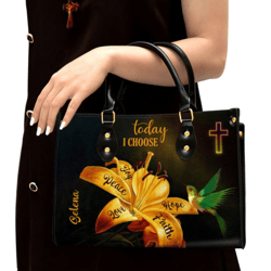 Today I Choose Joy Beautiful Personalized Leather Handbag, Women Leather Handbag, Gift For Her
