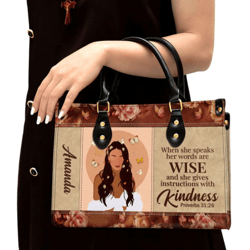 Personalized When She Speaks Her Words Are Wise Leather Handbag, Women Leather Handbag, Gift For Her