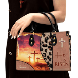 Personalized He Is Risen Leather Handbag, Women Leather Handbag, Christian Gifts, Gift For Her
