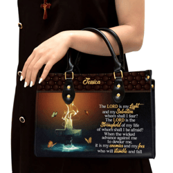 Personalized The Lord Is My Light And My Salvation Leather Handbag, Women Leather Handbag, Christian Gifts, Gift For Her