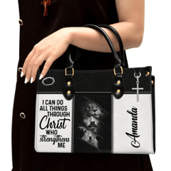 personalized i can do all things through christ leather handbag, women leather handbag, christian gifts, gift for her