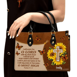 Personalized I Will Be Glad And Rejoice In You Leather Handbag, Women Leather Handbag, Christian Gifts, Gift For Her