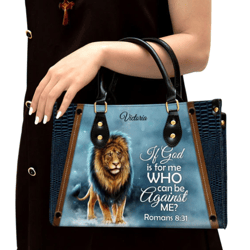 Personalized If God Is For Me Who Can Be Against Leather Handbag, Women Leather Handbag, Christian Gifts, Gift For Her