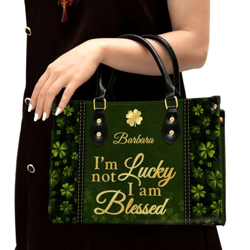 Personalized Im Not Lucky I Am Blessed Leather Handbag, Women Leather Handbag, Christian Gifts, Gift For Her