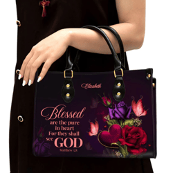 Blessed Are The Pure In Heart For They Shall See Leather Handbag, Women Leather Handbag, Christian Gifts, Gift For Her