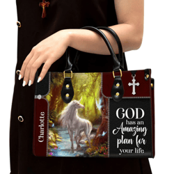 Personalized God Has An Amazing Plan Leather Handbag, Women Leather Handbag, Christian Gifts, Gift For Her