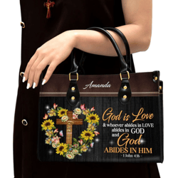 Personalized God Is Love Leather Handbag, Women Leather Handbag, Christian Gifts, Gift For Her