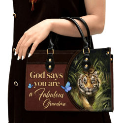 Personalized God Says You Are A Fabulous Grandma Leather Handbag, Women Leather Handbag, Christian Gifts, Gift For Her