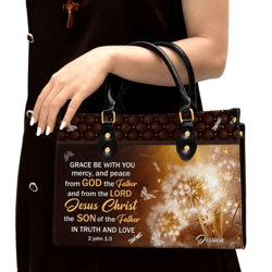 Personalized Grace Be With You Lovely Leather Handbag, Women Leather Handbag, Christian Gifts, Gift For Her