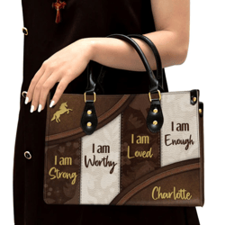 Personalized I Am Worthy Leather Handbag, Women Leather Handbag, Christian Gifts, Gift For Her