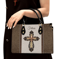 Personalized Cross Leather Handbag, Women Leather Handbag, Christian Gifts, Gift For Her