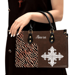 Personalized Name Cross Leather Handbag, Women Leather Handbag, Christian Gifts, Gift For Her