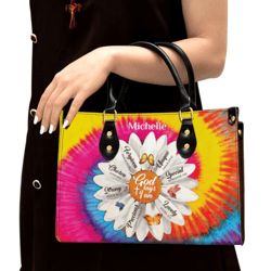 Personalized Daisy God Says You Are Chosen Leather Handbag, Women Leather Handbag, Christian Gifts, Gift For Her