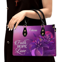 Personalized Faith Hope Love Leather Handbag, Women Leather Handbag, Christian Gifts, Gift For Her