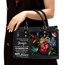 Personalized For I Know The Plans I Have For You Flower Handbag, Women Leather Handbag, Christian Gifts, Gift For Her