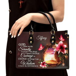 Personalized God Grant Me The Serenity Leather Handbag, Women Leather Handbag, Christian Gifts, Gift For Her