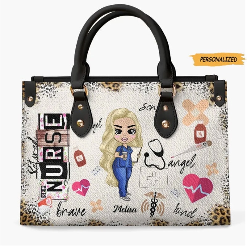 Personalized Leather Bag, Gift For Nurse, CNA, CMA, Doctor, Nurse Life Scrubs Nurse Day, Gift For Nurse, Custom Nurse, Funny Leather Bag 1.jpg