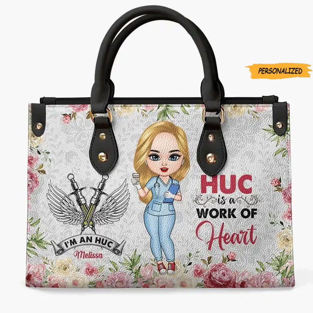 Personalized Leather Bag, Nurse’s Day, Birthday Gift For Nurse, A Work Of Heart, Gift For Nurse, Funny Leather Bag, Custom Nurse And Name 1.jpg