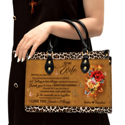 i love you forever and always leather bag, custom name flower leather handbag for wife, christian gifts for women