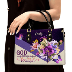 God Calls You Beautiful Flower And Cross Gorgeous Personalized Leather Handbag
