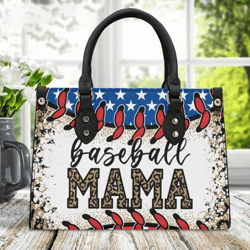 Baseball Mama Print Handbag, Chita Print Handbag, Baseball Leather Purse, Mama Handbag, Purse for Mom, Gift for Mom