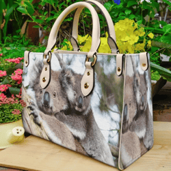 Cute Koala Bear Leather Handbag, Women Leather Handbag, Gift for Her, Custom Leather Bag