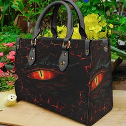 red eye of black dragon leather handbag, women leather handbag, gift for her, custom leather bag