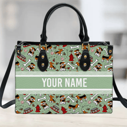 Personalized Beagle Dog Leather Handbag, Women Leather Handbag, Gift for Her, Custom Leather Bag, Birthday Gift