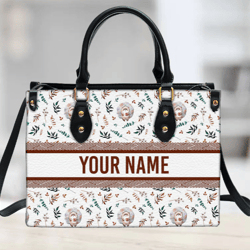 Personalized Cartoon Hedgehog Leather Handbag, Women Leather Handbag, Gift for Her, Custom Leather Bag, Birthday Gift