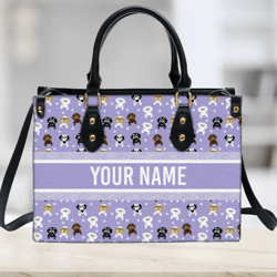 Personalized Shih Tzu Dog Leather Handbag, Women Leather Handbag, Gift for Her, Custom Leather Bag, Birthday Gift