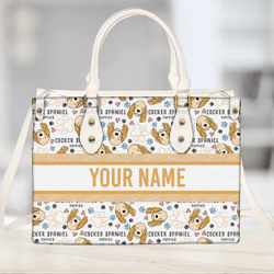 Personalized Cute Cocker Spaniel Handbag, Women Leather Handbag, Gift for Her, Custom Leather Bag, Birthday Gift