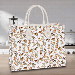 Personalized Corgi Dog Handbag, Women Leather Handbag, Gift for Her, Custom Leather Bag, Birthday Gift