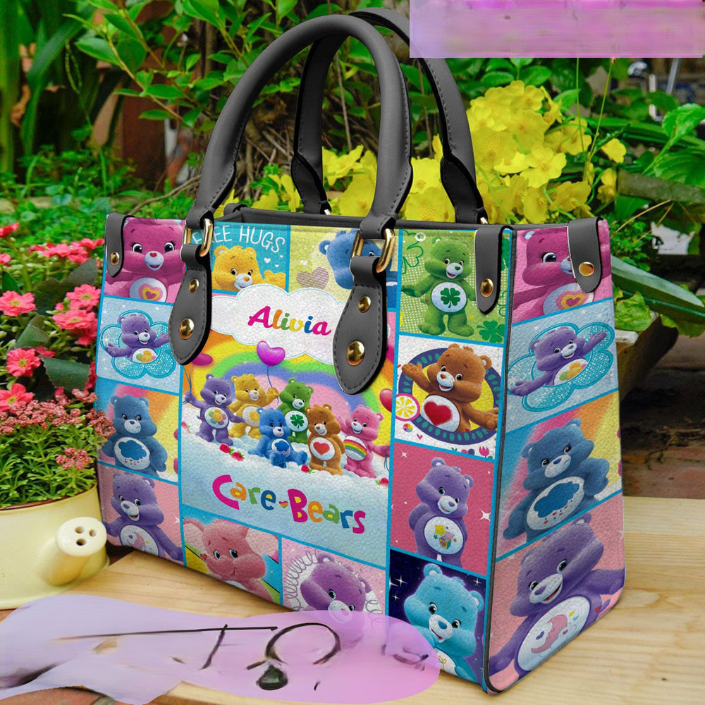 Care Bears Personalized Leather Bag, Care Bears Custom Handbag, Shoulder Bag, Crossbody Bag, Shopping Bag, Top Handle Bag.jpg