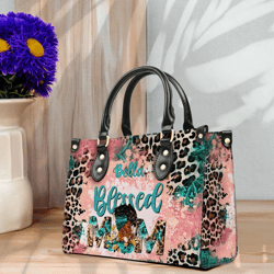 custom name black mom leather handbag with handle, bags for african american mom, mothers day gift, mom afro bags